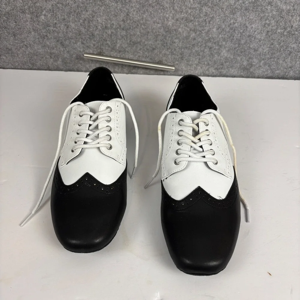 Very Fine Party Party Dance Shoes Mens 11.5 Black White Leather Wingtip PP301